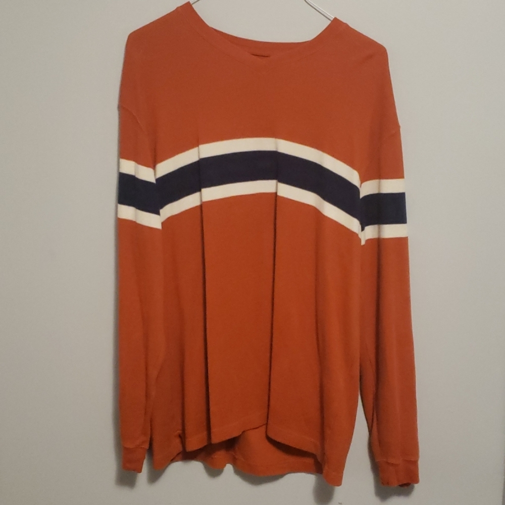 Men's Striped American Eagle V Neck Sweater